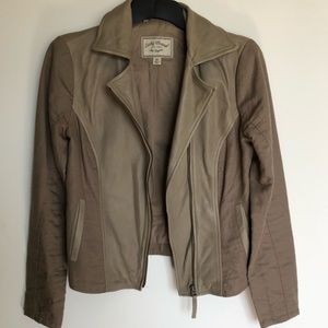 LUCKY BRAND Womens M Leather Cotton/Linen Jacket